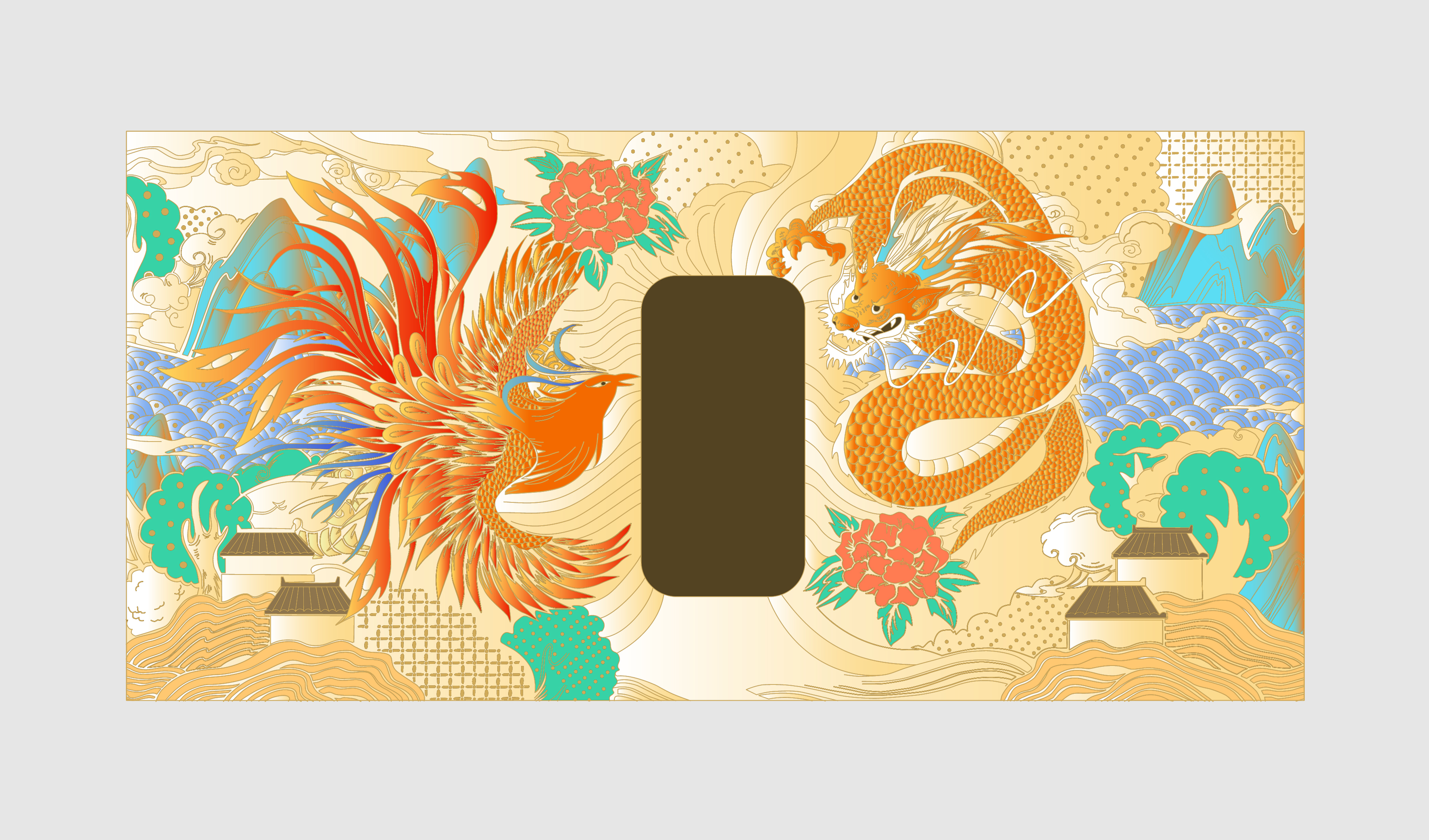 龙凤图 彩色高端插画 矢量图 国潮